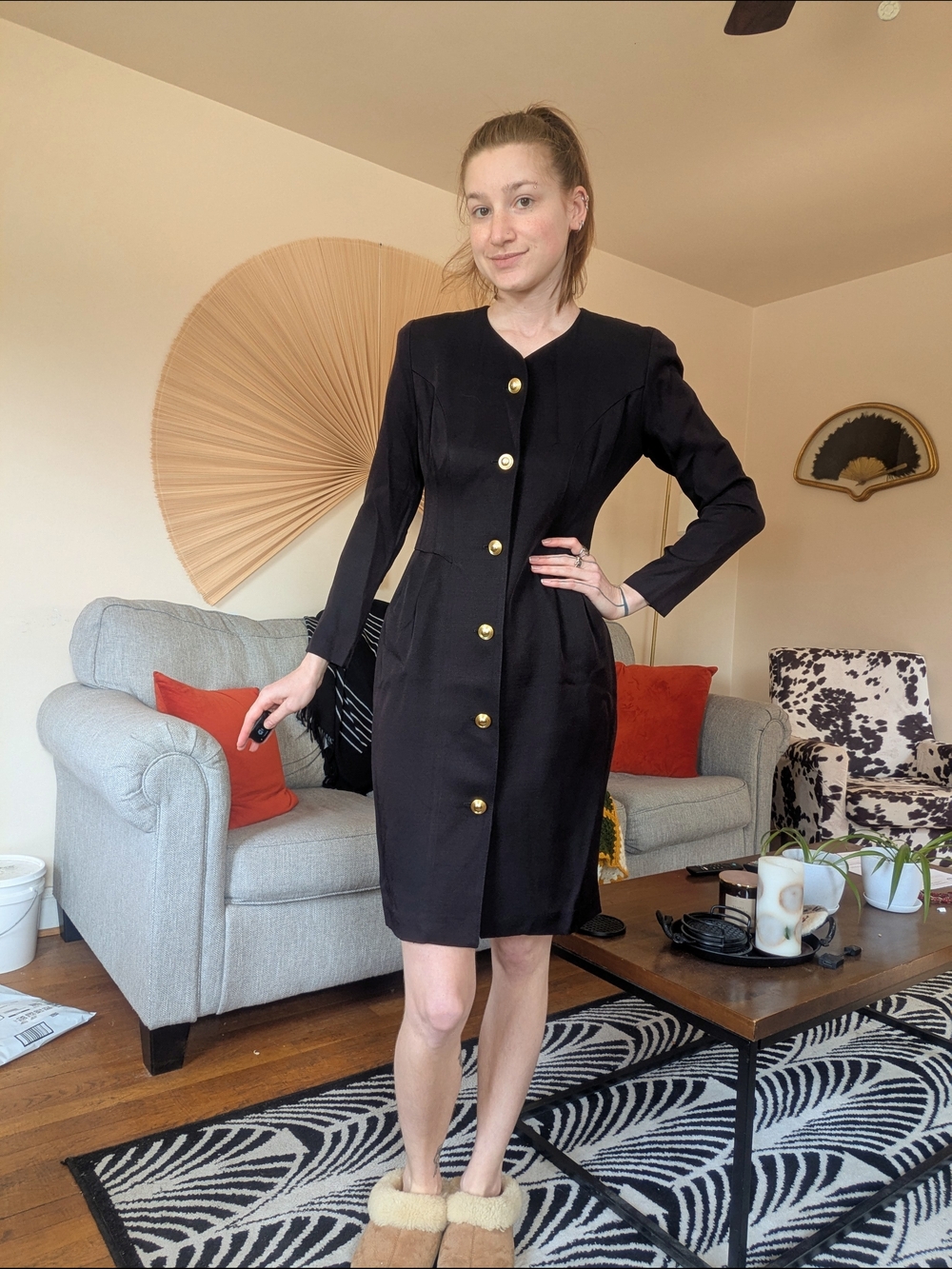 Classic Black Button-Front Women's Dress